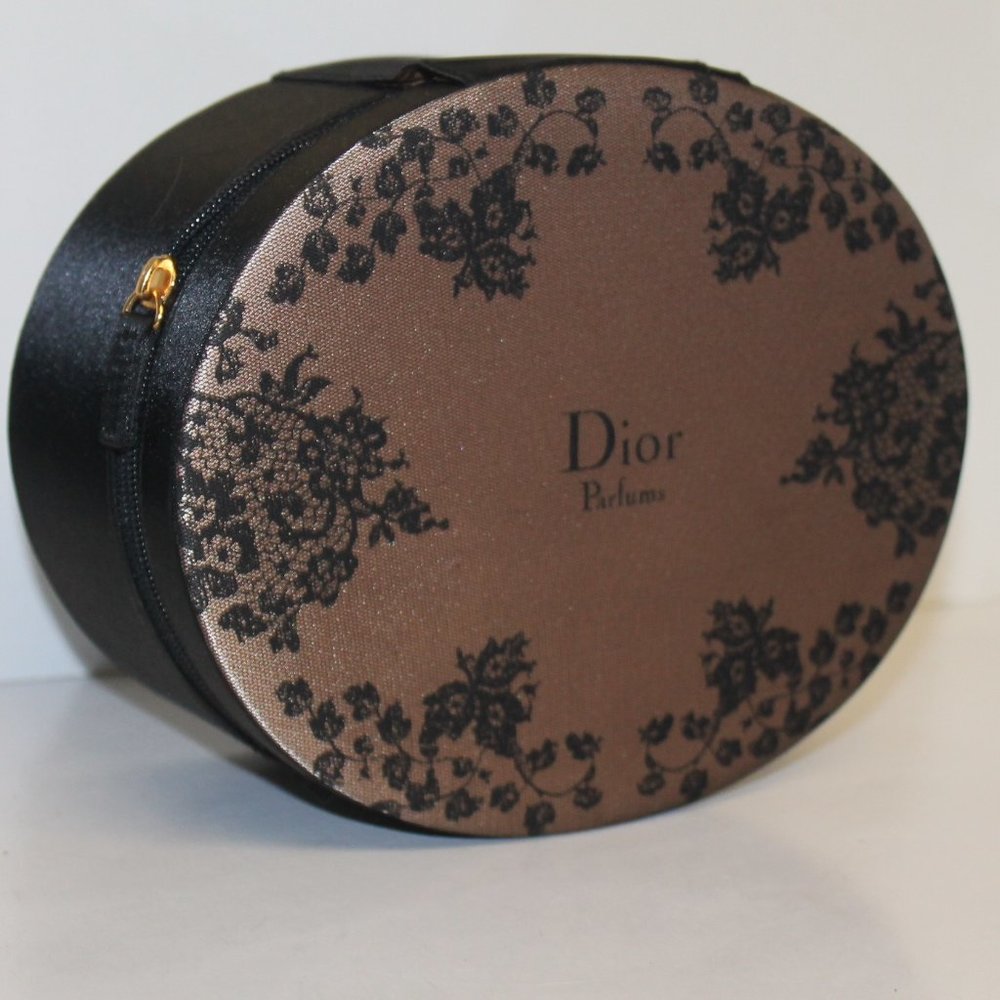 Christian DIOR Hard Sided Round Zip Toiletry Case